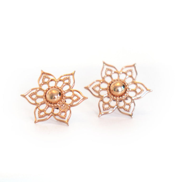 Star Stud Earrings, Rose-gold toned blush silver stud earrings 