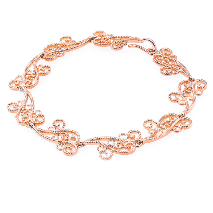 Swirl Bracelet, Bohemian-inspired bracelet, rose-gold toned blush silver bracelet