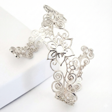 Flower Arm Cuff Bracelet - Sterling Silver