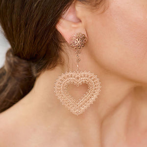 Filienna Heart Statement Earring Blush Silver Alloy