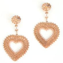 Filienna 14K Gold Heart Statement Earrings in Rose Gold