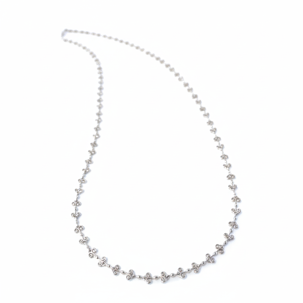 Heart Long Chain Necklace-Sterling Silver