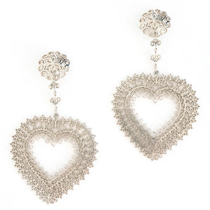 Filienna 14K Gold Heart Statement Earrings in White Gold