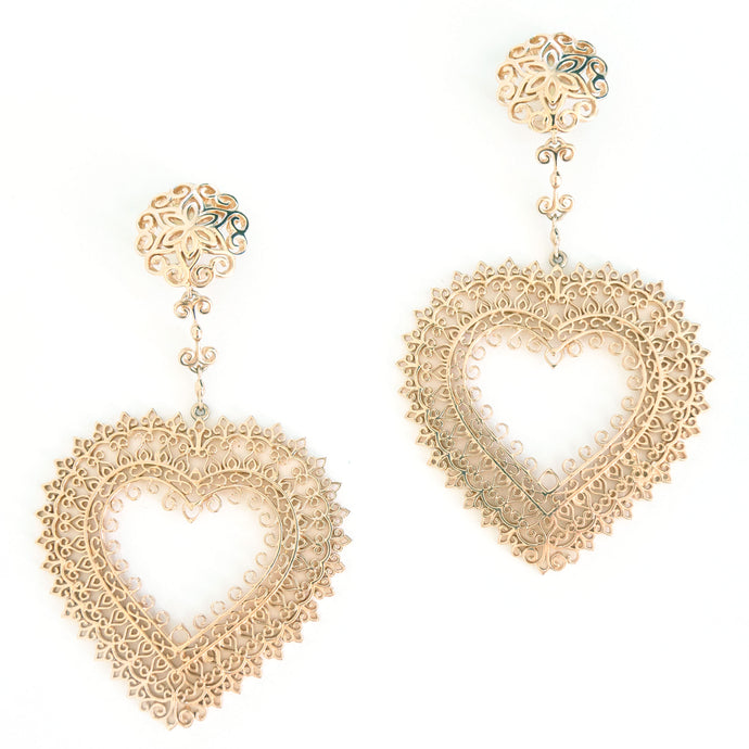 Filienna 14K Gold Heart Statement Earrings in Yellow Gold