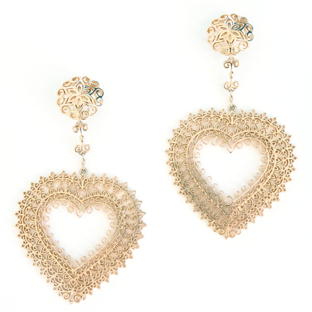 Filienna 14K Gold Heart Statement Earrings in Yellow Gold