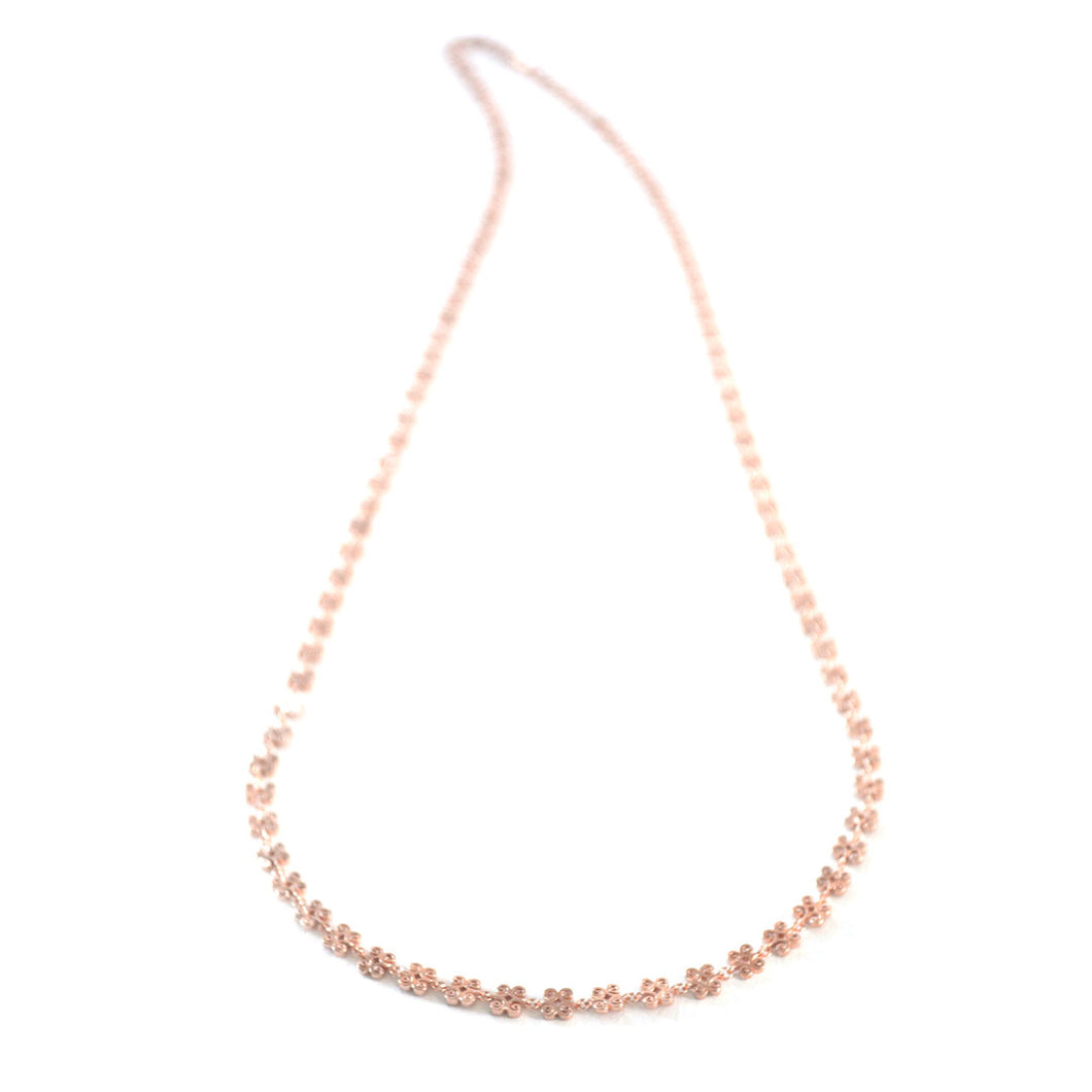 Simple Butterfly long chain necklace in rose-gold toned blush silver 