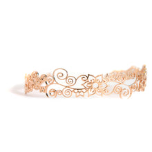 Henna-inspired, tiara-like Flower headband in rose-gold toned blush silver