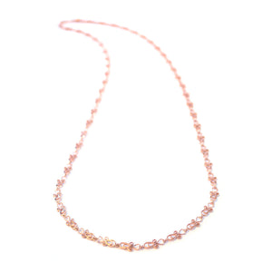 Star long chain necklace with swirling detail, rose-gold toned blush silver long chain necklace, simply long chain necklace  