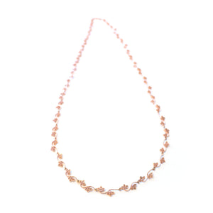 Trillium long chain necklace in rose-gold toned blush silver, simple long chain necklace 