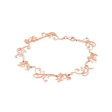 Rose gold tone blush silver Baby B bracelet, swirling pattern bracelet 