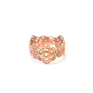Origin Infinity Band ring with floral design in rose-gold toned blush silver, Floral design ring 